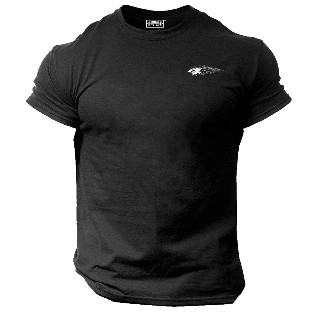 Shark T Shirt Pocket Gym Clothing Bodybuilding Training Workout Exercise MMA Top