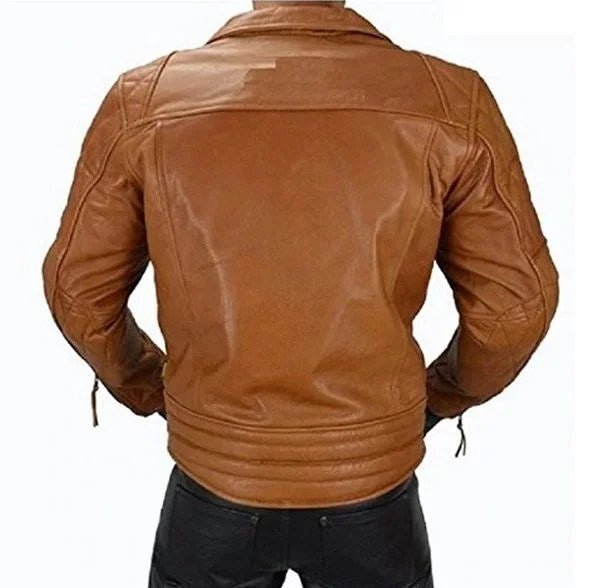 Biker Jacket Men’s Motorcycle Quilted Leather Jacket