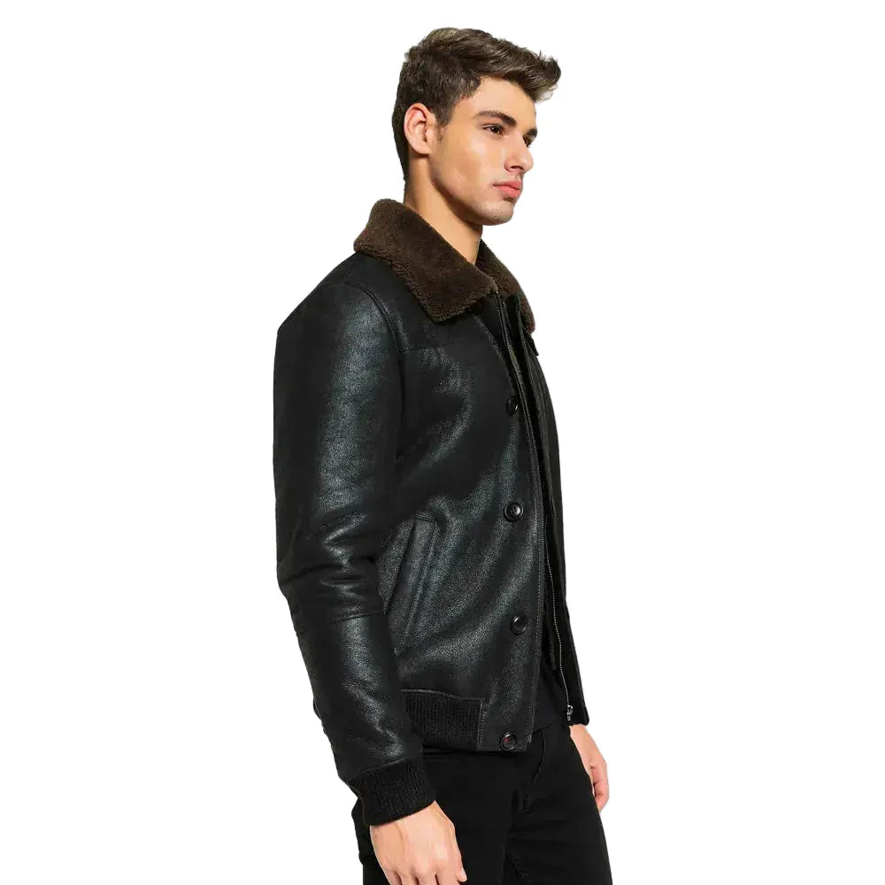Men’s Classic Tobacco Brown Shearling Jacket