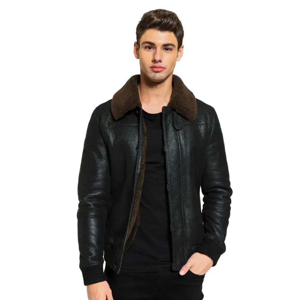 Men’s Classic Tobacco Brown Shearling Jacket