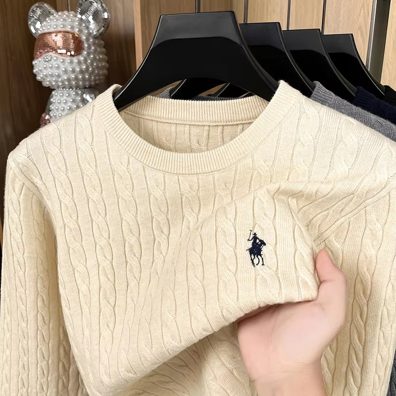 Luxury pony embroidery designer brand sweater men's new fashion unique jacquard comfort Paul casual knitted round neck pullover