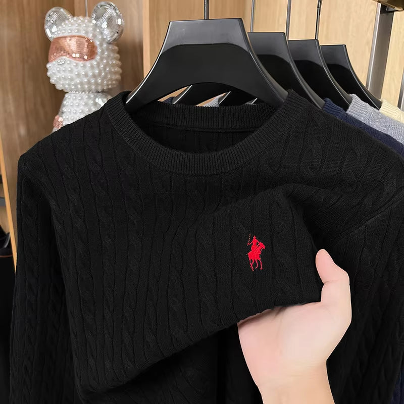 Luxury pony embroidery designer brand sweater men's new fashion unique jacquard comfort Paul casual knitted round neck pullover