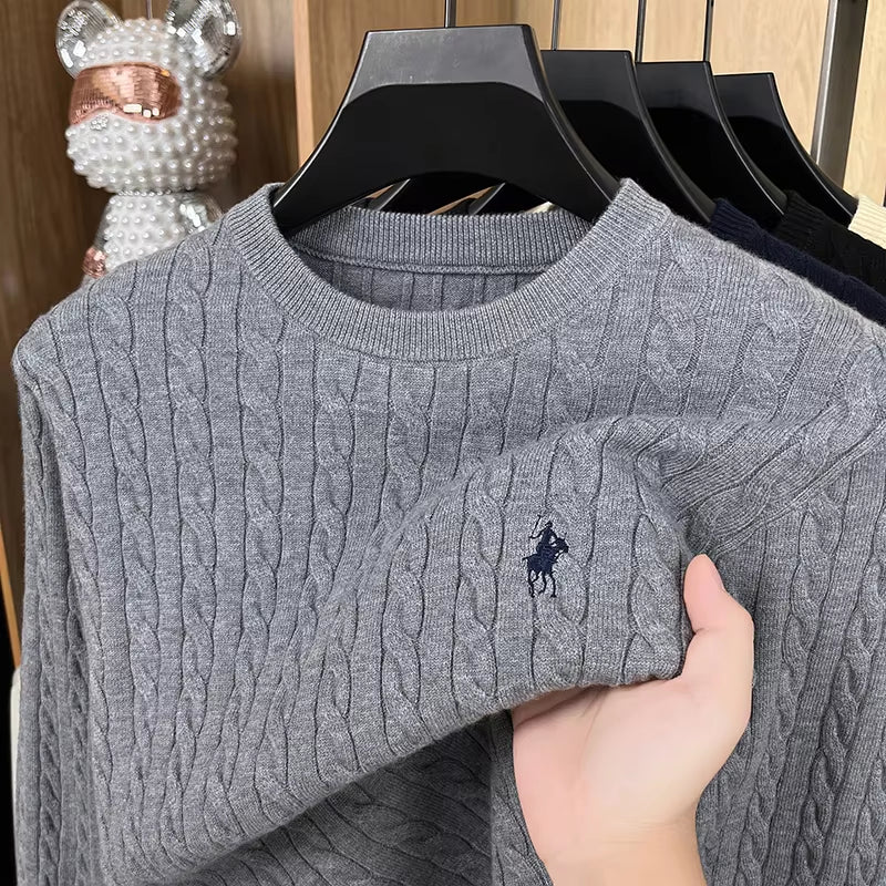 Luxury pony embroidery designer brand sweater men's new fashion unique jacquard comfort Paul casual knitted round neck pullover