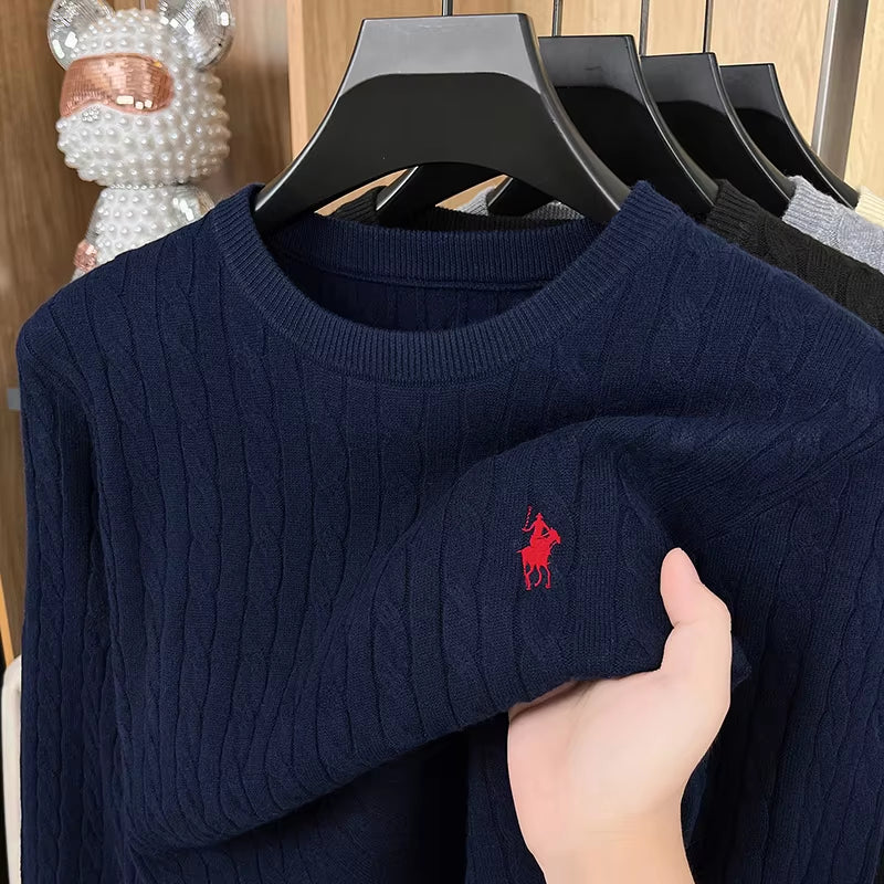 Luxury pony embroidery designer brand sweater men's new fashion unique jacquard comfort Paul casual knitted round neck pullover