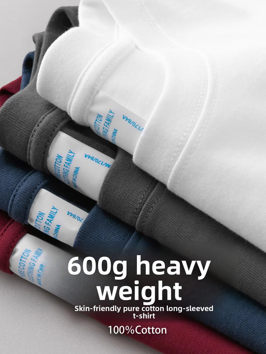 00G Heavyweight Pure Cotton Solid Color Long Sleeve T-Shirt for Men and Women, Loose Fit Versatile Base Shirt Top