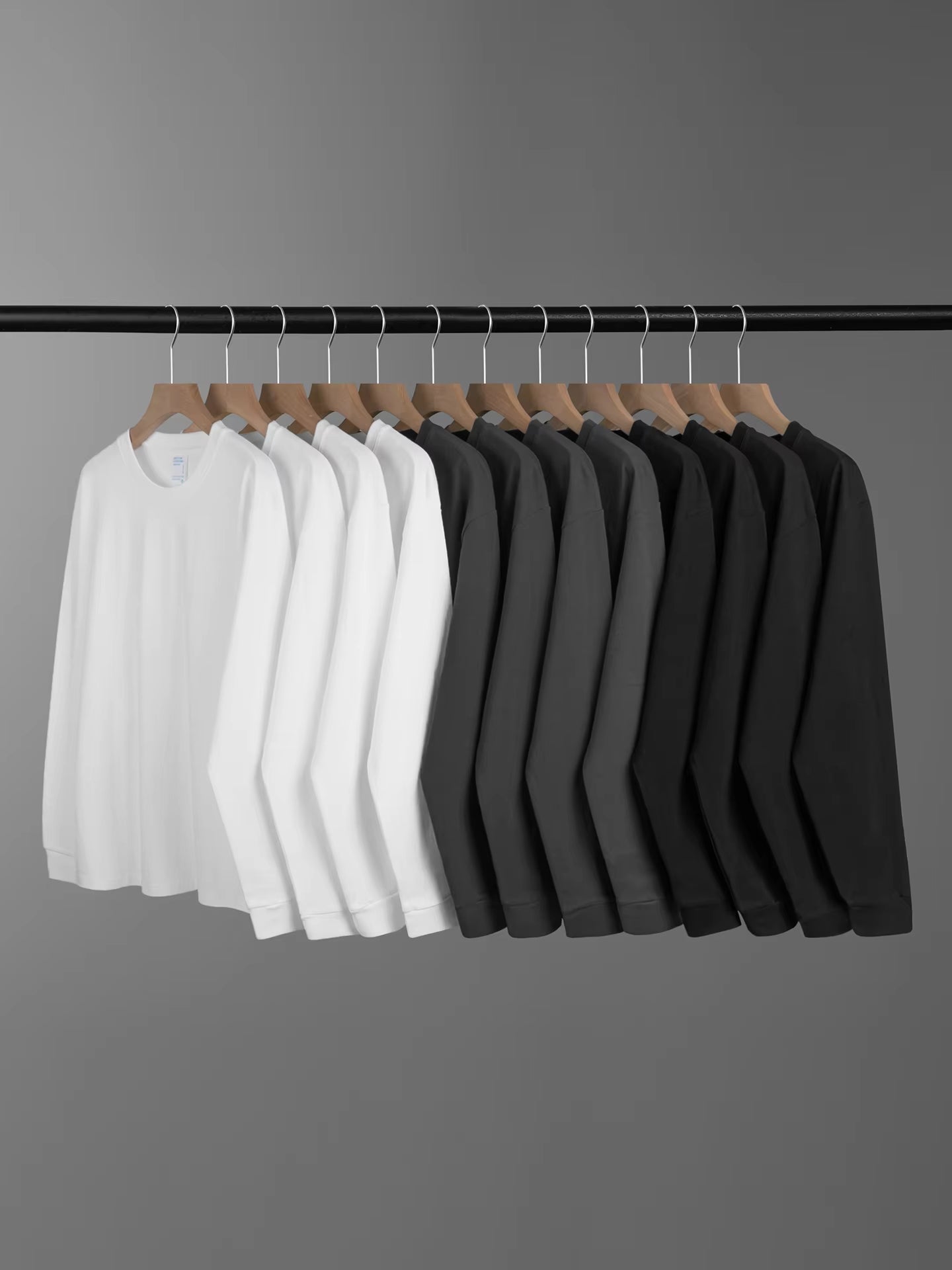 00G Heavyweight Pure Cotton Solid Color Long Sleeve T-Shirt for Men and Women, Loose Fit Versatile Base Shirt Top