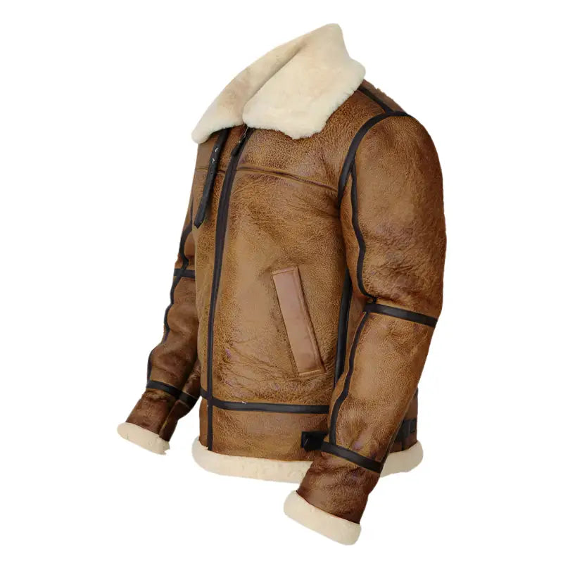 Mens Brown B3 Bomber Shearling Jacket