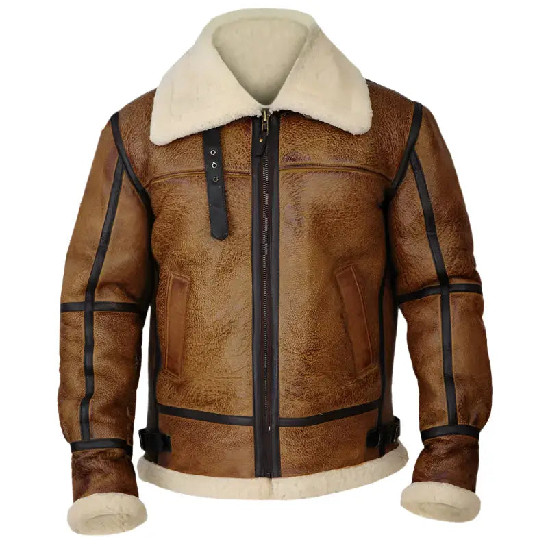 Mens Brown B3 Bomber Shearling Jacket