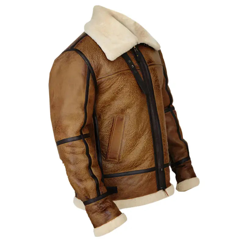 Mens Brown B3 Bomber Shearling Jacket