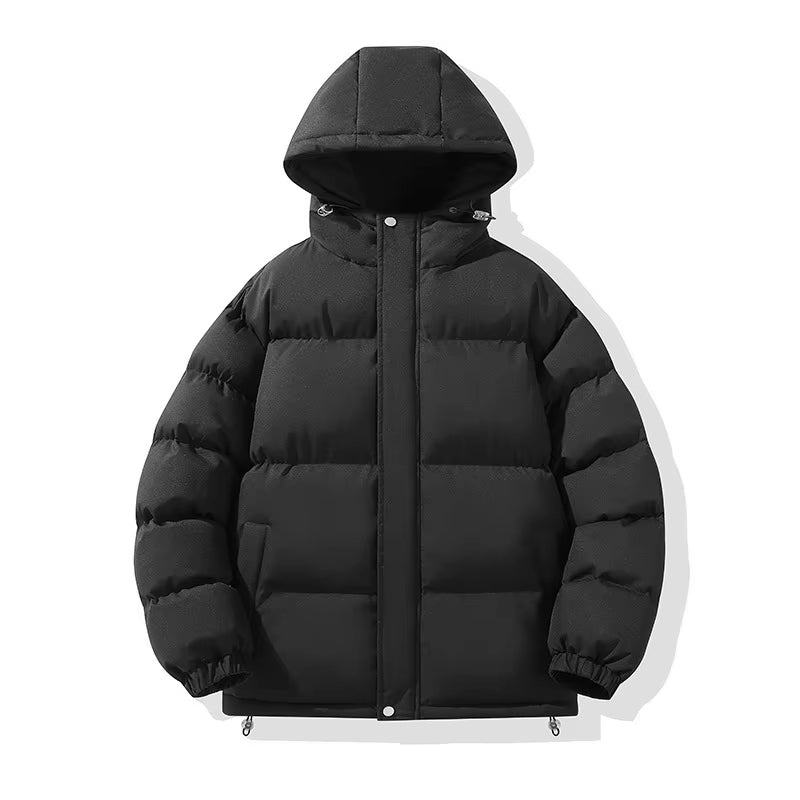 Men Winter Parkas Down Jacket New Thicken Cold-proof Loose Male Outerwear Solid Color Long Sleeve Versatile Man Hooded Coat