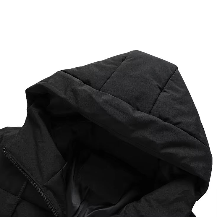 Man Winter Coat New Simple Solid Color Casual Male Outerwear Long Sleeve Zipper Hooded Windproof Cold-proof Men Down Jacket